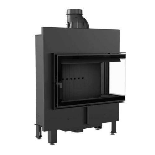 Čelični kamin KRATKI LUCY SLIM desno 10 kW Ø 160 s crnom termotečkom oblogom