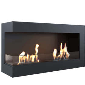 Wall mounted Bioethanol fireplace 900 TÜV left-sided with glazing