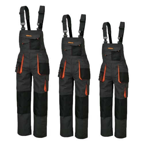 Spodnie dla instalatorów w rozmiarze XL (50). Kolor czarny obrandowane logo Kratki
