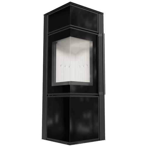 Estufa de leña de acero TORA/S 8 kW Ø 150 panel de vidrio negro puerta de cierre automático