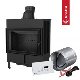 Insert cheminée en acier intelligente KRATKI LUCY 14 kW Ø 200 revêtement noir MSK GLASS