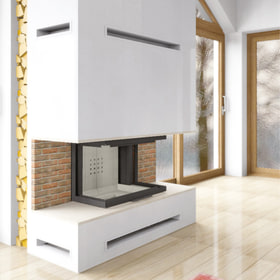 Fireplace NBC 800/400 10 kW Ø 200 Lift-up black thermotec self closing door