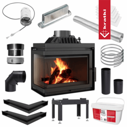 Chimenea de leña de hierro fundido KRATKI SIMPLE izquierda 8 kW Ø 200 Set 2