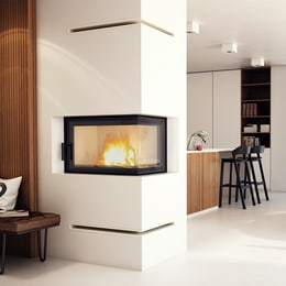 Kamineinsatz aus Stahl KRATKI MBO rechts 15 kW Ø 200