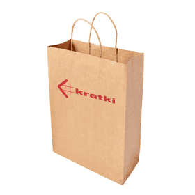 Bolsa de papel con el logo de KRATKI