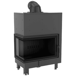 Kamineinsatz aus Stahl KRATKI MBO links 15 KW Ø 200 schwarz Verkleidung