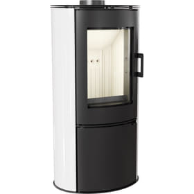Tiled wood burning steel stove AB S/DR Ø 150 8 kW white tile self closing door
