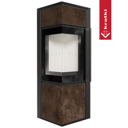 Wood burning steel stove KRATKI TORA/S 8 kW Ø 150 quartz sinter OXIDE MORO self closing door