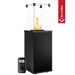 Terrassenheizer Patio Mini Glas schwarz gesteppt automatische Steuerung 8,2kW