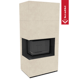 Modulær peis KRATKI FLOKI BOX venstre 8 kW Ø 160 kvarts sinter FOKOS SALG svart thermotec