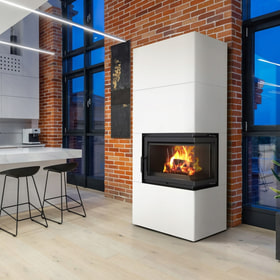 Modular fireplace Box 8 kW Ø 200 Bianco