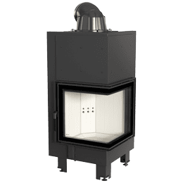 Kamineinsatz aus Stahl KRATKI MBN rechts 8 kW Ø 200 gebogenes Glas