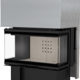 Modular fireplace NBC/EASY BOX 7 kW Ø 160 steel casing Black With closing doors