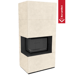 Kominek modułowy KRATKI FLOKI BOX lewy 8 kW Ø 160 zabudowa ze spieku FOKOS TALCO czarne wyłożenie