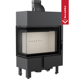 Kamineinsatz aus Stahl KRATKI LUCY SLIM links 8 kW Ø 160 mit Türfeder