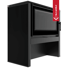 Houtgestookte stalen kachel KRATKI JUNO 12 kW Ø 160 zwart paneel zwart thermotec