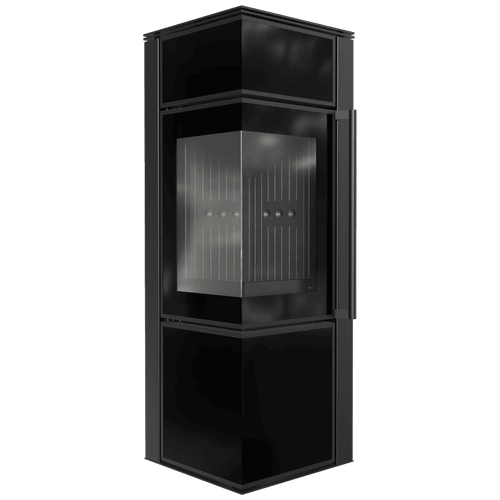Estufa de leña de acero TORA/S 8 kW Ø 150 panel de vidrio negro thermotec negro