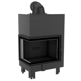 Kamineinsatz aus Stahl KRATKI MBZ links 13 kW Ø 200 gebogenes Glas schwarz Verkleidung