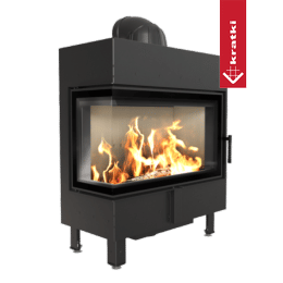 Kamineinsatz aus Stahl KRATKI LUCY links 14 kW Ø 200 mit Türfeder