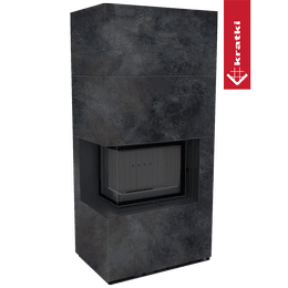 Modulaarinen takka KRATKI FLOKI BOX vasen 8 kW Ø 160 kvartsi sintraus OSSIDO NERO musta termotec