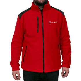 Red coloured fleece with white S logo