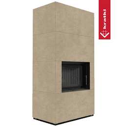 Modular fireplace KRATKI FLOKI BOX 8 kW Ø 160 quartz sinter FOKOS RENA black thermotec