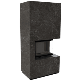 Модульный камин FLOKI BOX правый 8 кВт Ø 160 кварцевый агломерат NATURALI NERO GRECO черный термотек