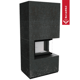 Модульный камин KRATKI FLOKI BOX правый 8 кВт Ø 160 кварцевый агломерат OXIDE NERO