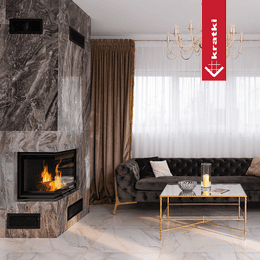 Steel fireplace KRATKI VNL 700/480 12 kW Ø 200 Lift-up black thermotec