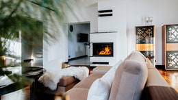 Steel fireplace KRATKI LUCY left 14 kW Ø 200 black thermotec