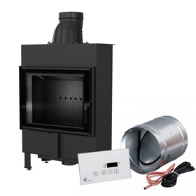 Smart steel fireplace LUCY SLIM 8 kW Ø 160 black thermotec MSK GLASS