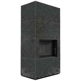 Moduļu kamīns KRATKI FLOKI BOX 8 kW Ø 160 kvarca aglomerāts OXIDE NERO melns termotec