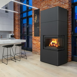 Semineu modular KRATKI Simple Box 8 kW Ø 200 Negru