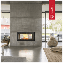 Chimenea de leña de acero LUCY TÚNEL 16 kW Ø 200 puerta de cierre automático