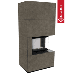Modular fireplace KRATKI FLOKI BOX right 8 kW Ø 160 quartz sinter FOKOS PIOKRATKI MBO