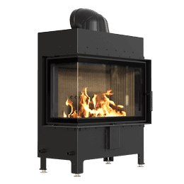 Kamineinsatz aus Stahl KRATKI LUCY links 14 kW Ø 200 schwarz Verkleidung
