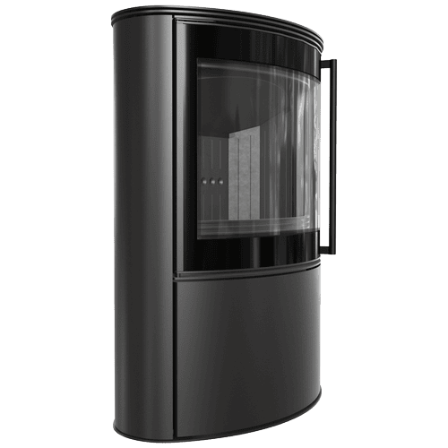 Estufa de leña de acero BJORN Ø 150 8 kW revestimiento thermotec negro puerta de cierre automático