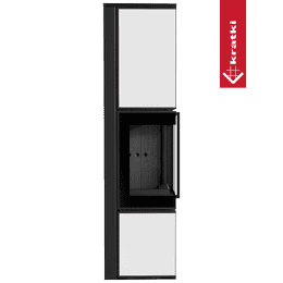 Estufa de leña de acero KRATKI TORA/L 8 kW Ø 150 panel de vidrio blanco thermotec negro
