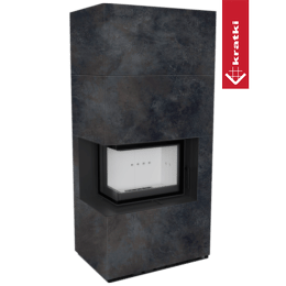 Modulinis židinys KRATKI FLOKI BOX kairysis 8 kW Ø 160 kvarcinis sukeptuvas OSSIDO NERO