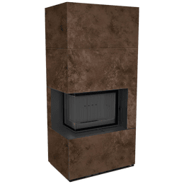 Kaminbausatz KRATKI FLOKI BOX links 8 kW Ø 160 Quarzsinter OXIDE MORO schwarz Verkleidung