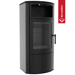 Houtgestookte stalen kachel KRATKI TITAN Ø 150 11 kW zwart thermotec