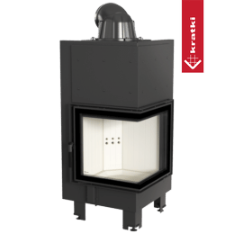 Stalen haard KRATKI MBN rechts 8 kW Ø 200 Gebogen glas