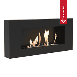 Wall mounted Bioethanol fireplace DELTA FLAT black TÜV