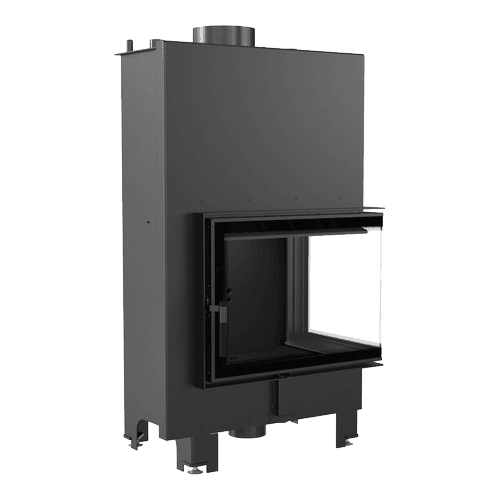 Water heating fireplace MBZ right 13 kW Ø 200 black thermotec lining