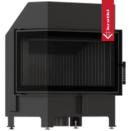 Insert cheminée KRATKI ZIBI ECO 9,9 kW Ø 180 angle gauche, porte à fermeture automatique, thermotec noir