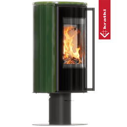 Szabadon álló tűzhely ERIK/N 5.5 kW Ø 150 zöld cserép, csempeburkolattal