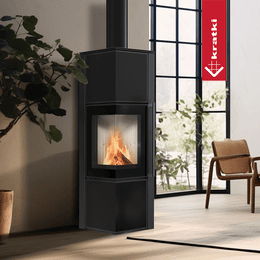 Oceľové kachle na drevo KRATKI TORA/M 8 kW Ø 150 quartz sinter Nero Assoluto