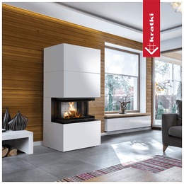 Modular fireplace KRATKI NBC/EASY BOX 7 kW Ø 160 steel casing White With closing doors