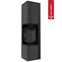 Vedfyrt stålovn GRATKI TORA/L 8 kW Ø 150 kvarts sinter NATUURALI PIETRA DI SAVOIA ANTRANCITE BOCCIARDATA black thermotec