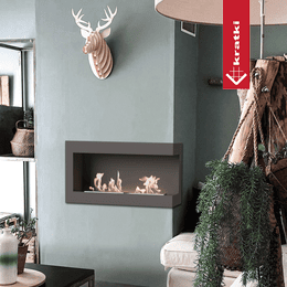 Wall mounted Bioethanol fireplace DELTA 900 TÜV right-sided